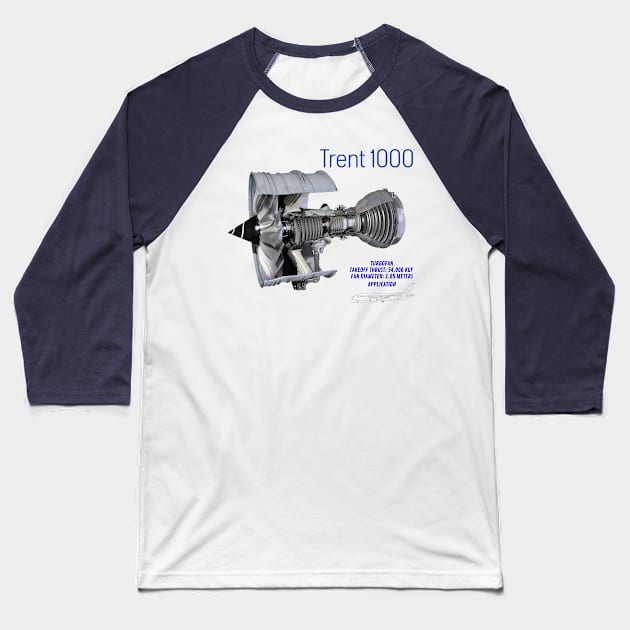 turbine engine trent1000 design Baseball T-Shirt by AERONAUTICA COL